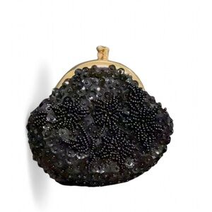Vintage black Sequined Satin Lined Coin Purse,